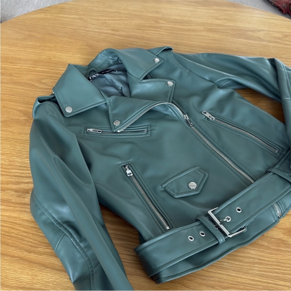 Zara Green Leather Jacket